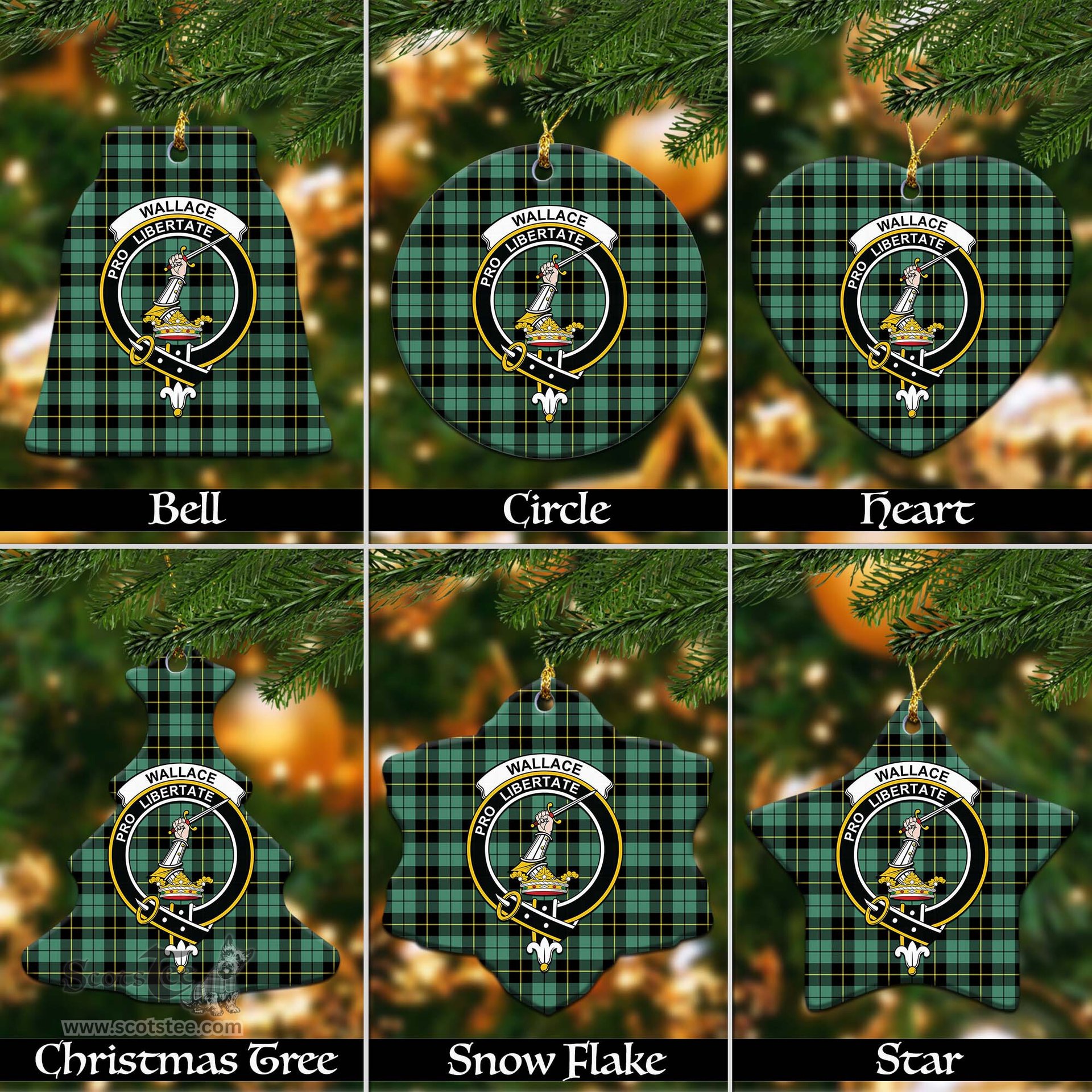 ScotsTee Shop Scottish Wallace Hunting Ancient Clan Crest Tartan Christmas Ornaments