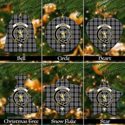 ScotsTee Shop Scottish Stewart Black and White Clan Crest Tartan Christmas Ornaments