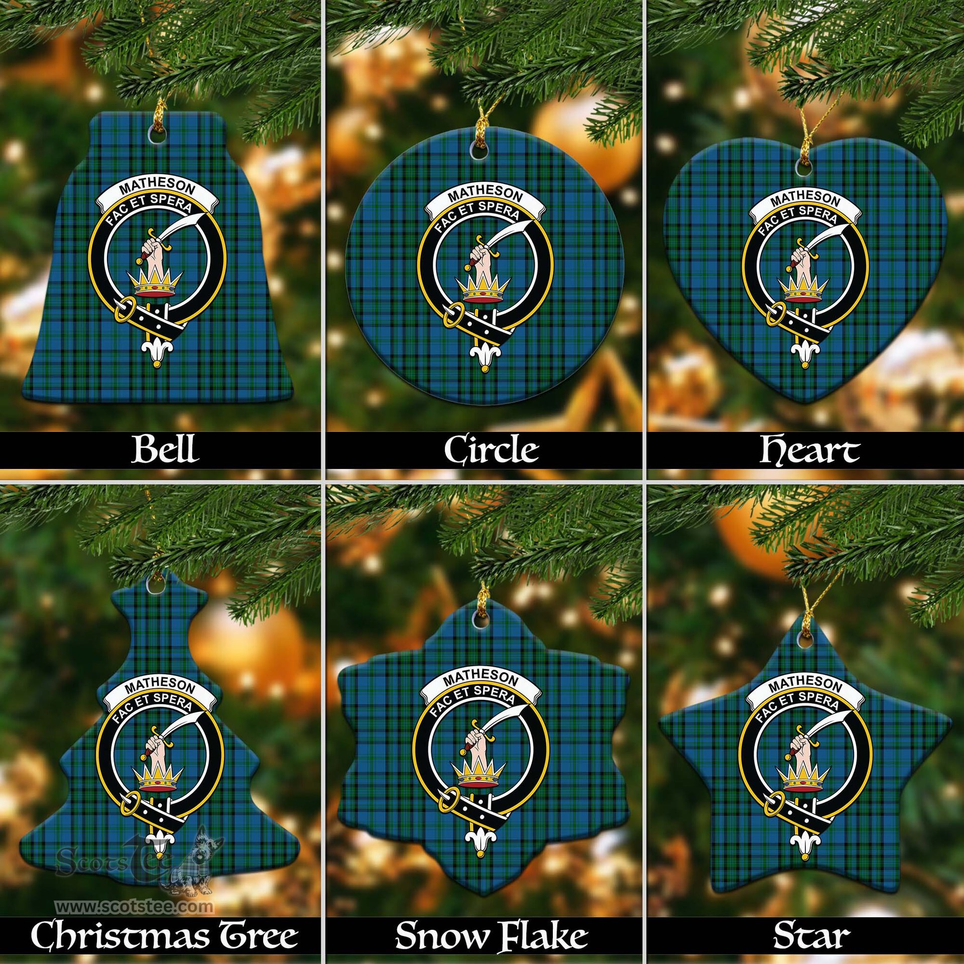 ScotsTee Shop Scottish Matheson Hunting Clan Crest Tartan Christmas Ornaments