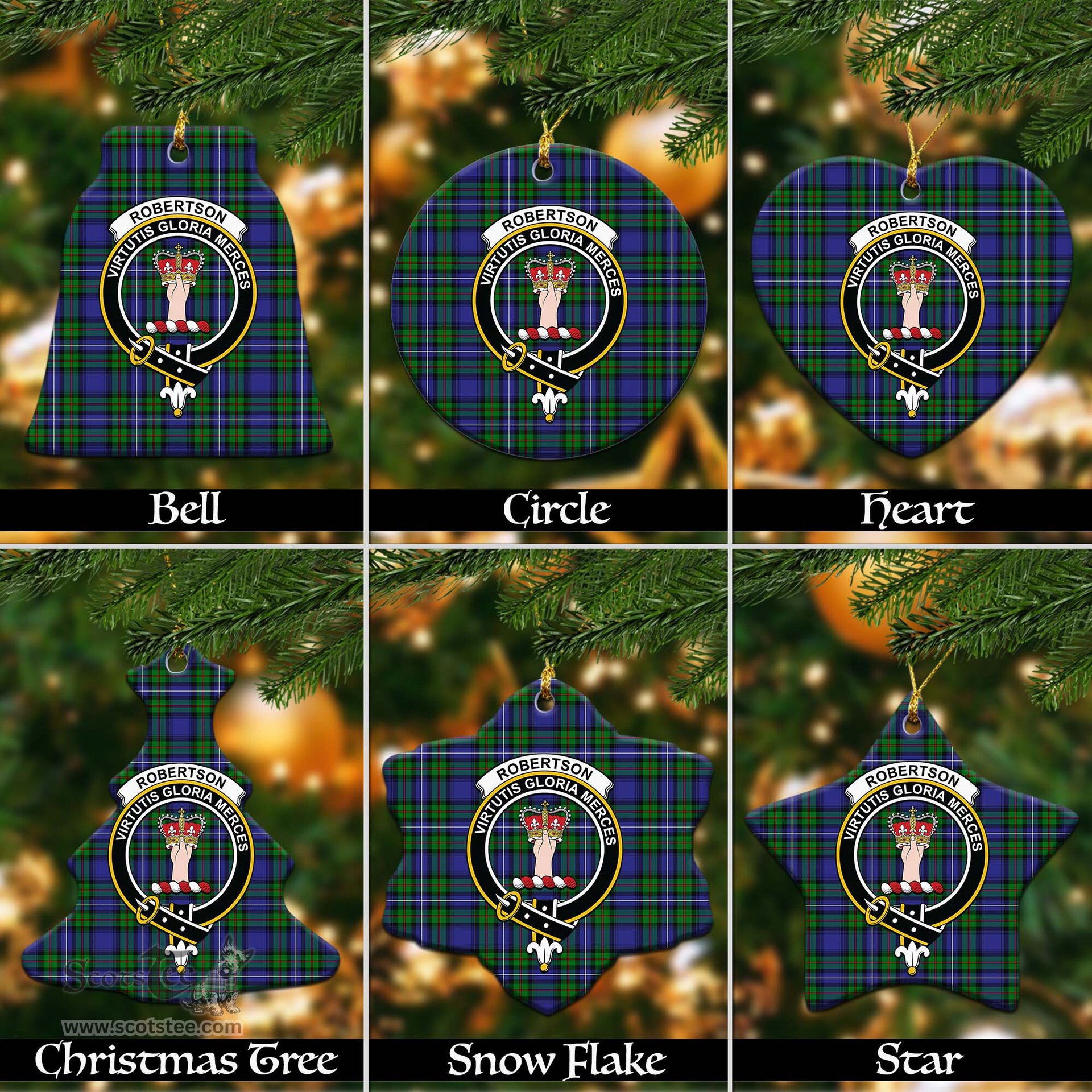 ScotsTee Shop Scottish Robertson Hunting Modern Clan Crest Tartan Christmas Ornaments