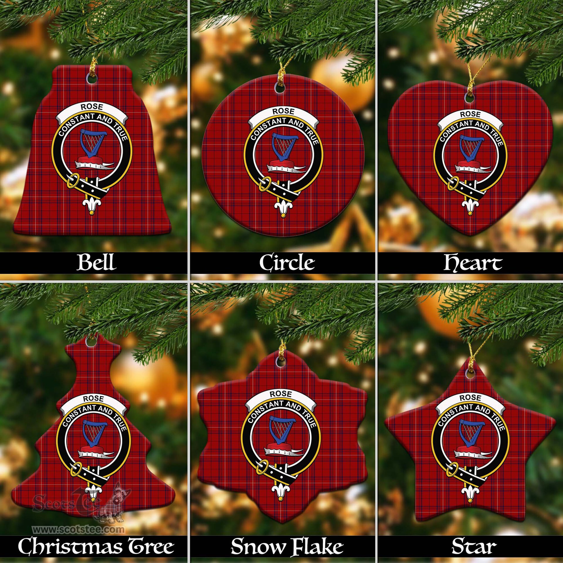 ScotsTee Shop Scottish Rose of Kilravock Clan Crest Tartan Christmas Ornaments