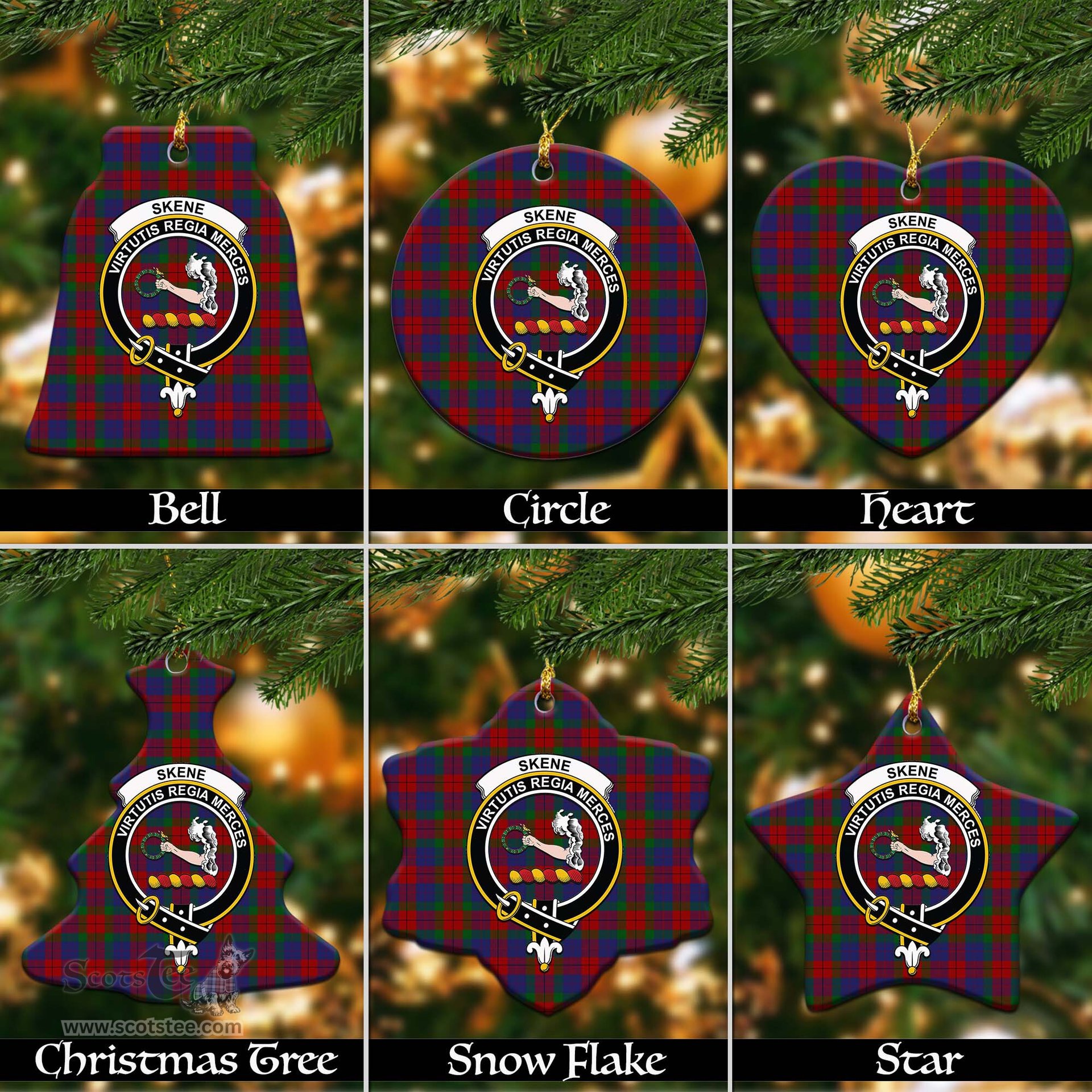 ScotsTee Shop Scottish Skene of Cromar Clan Crest Tartan Christmas Ornaments