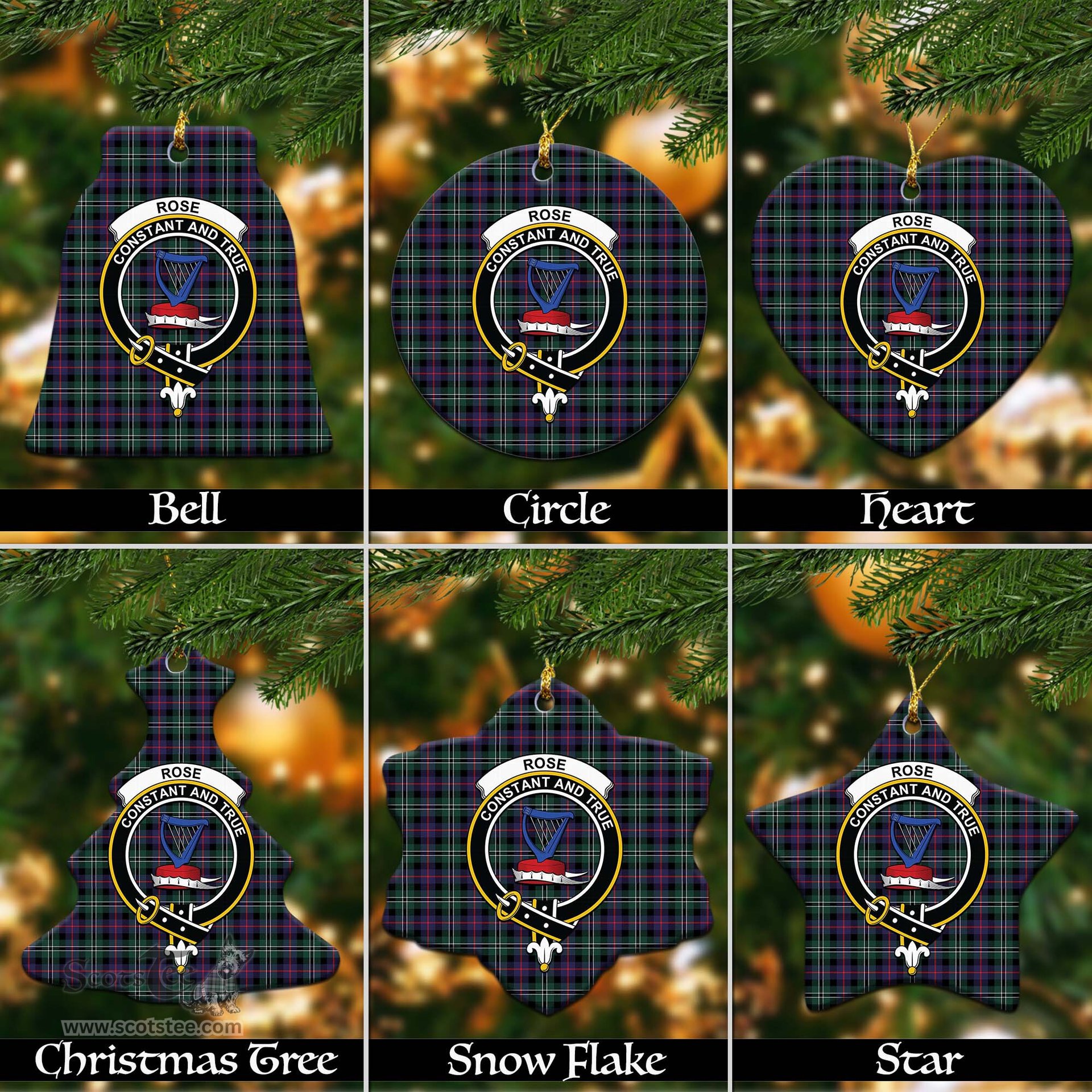 ScotsTee Shop Scottish Rose Hunting Modern Clan Crest Tartan Christmas Ornaments