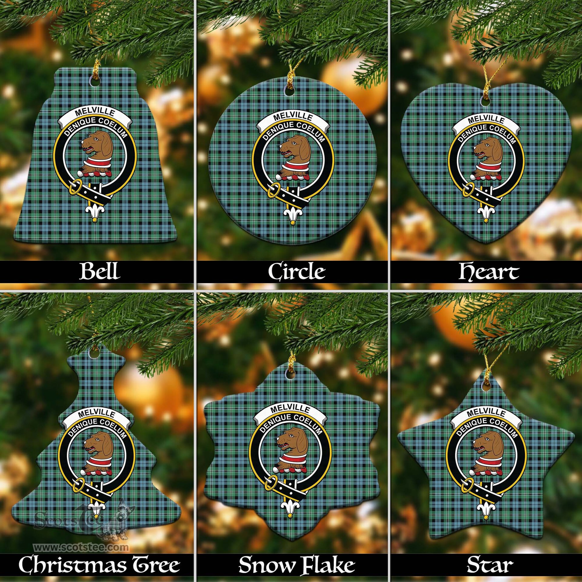 ScotsTee Shop Scottish Melville Ancient Clan Crest Tartan Christmas Ornaments