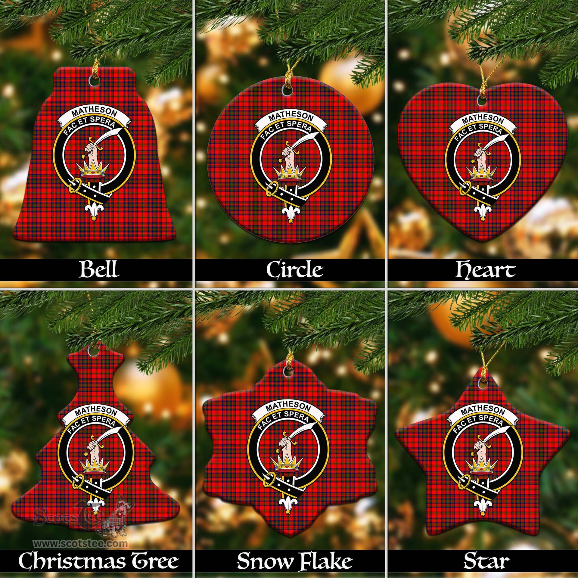 ScotsTee Shop Scottish Matheson Modern Clan Crest Tartan Christmas Ornaments