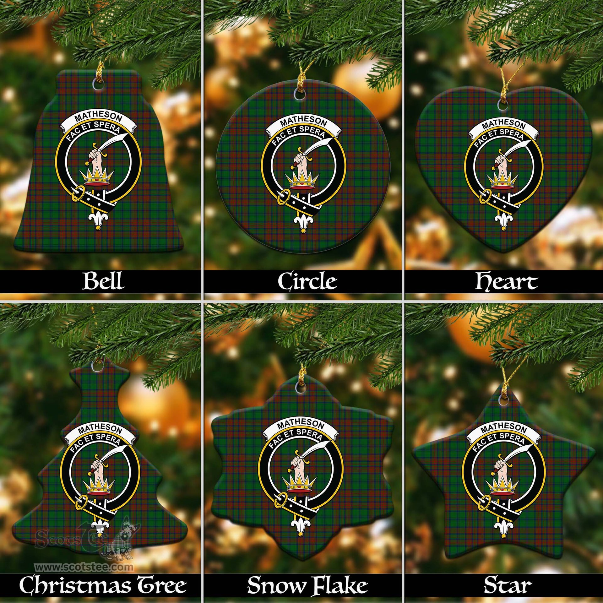 ScotsTee Shop Scottish Matheson Hunting Highland Clan Crest Tartan Christmas Ornaments