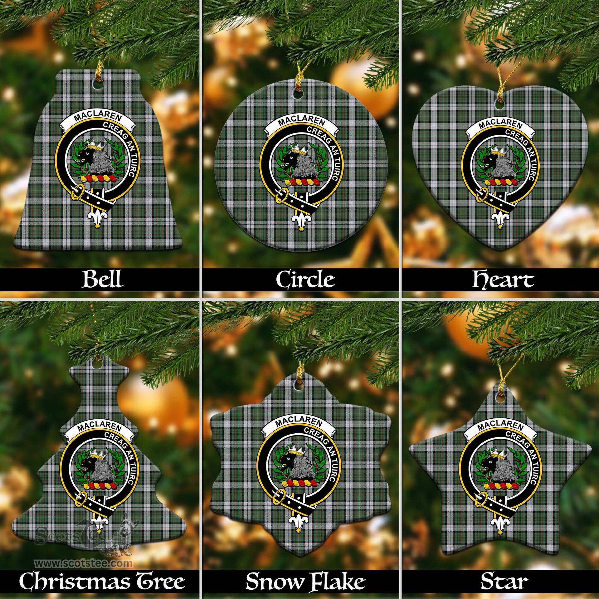 ScotsTee Shop Scottish MacLaren Dress Clan Crest Tartan Christmas Ornaments