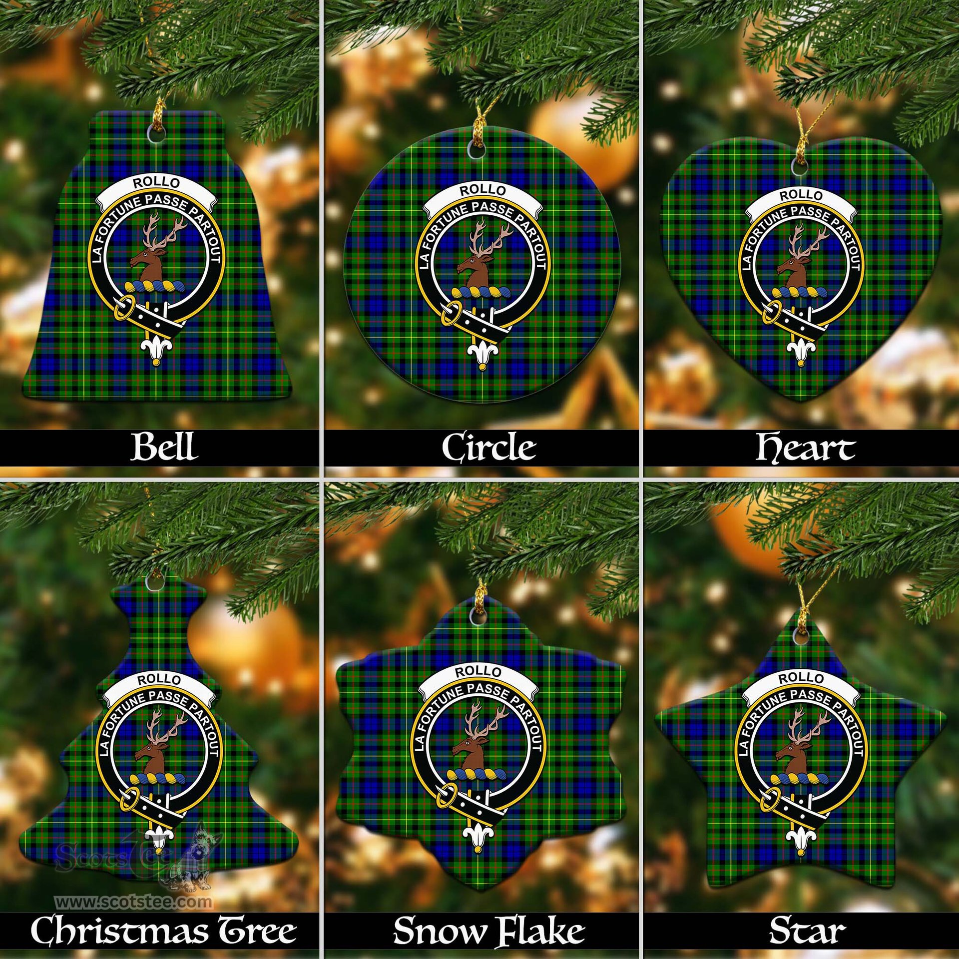 ScotsTee Shop Scottish Rollo Modern Clan Crest Tartan Christmas Ornaments