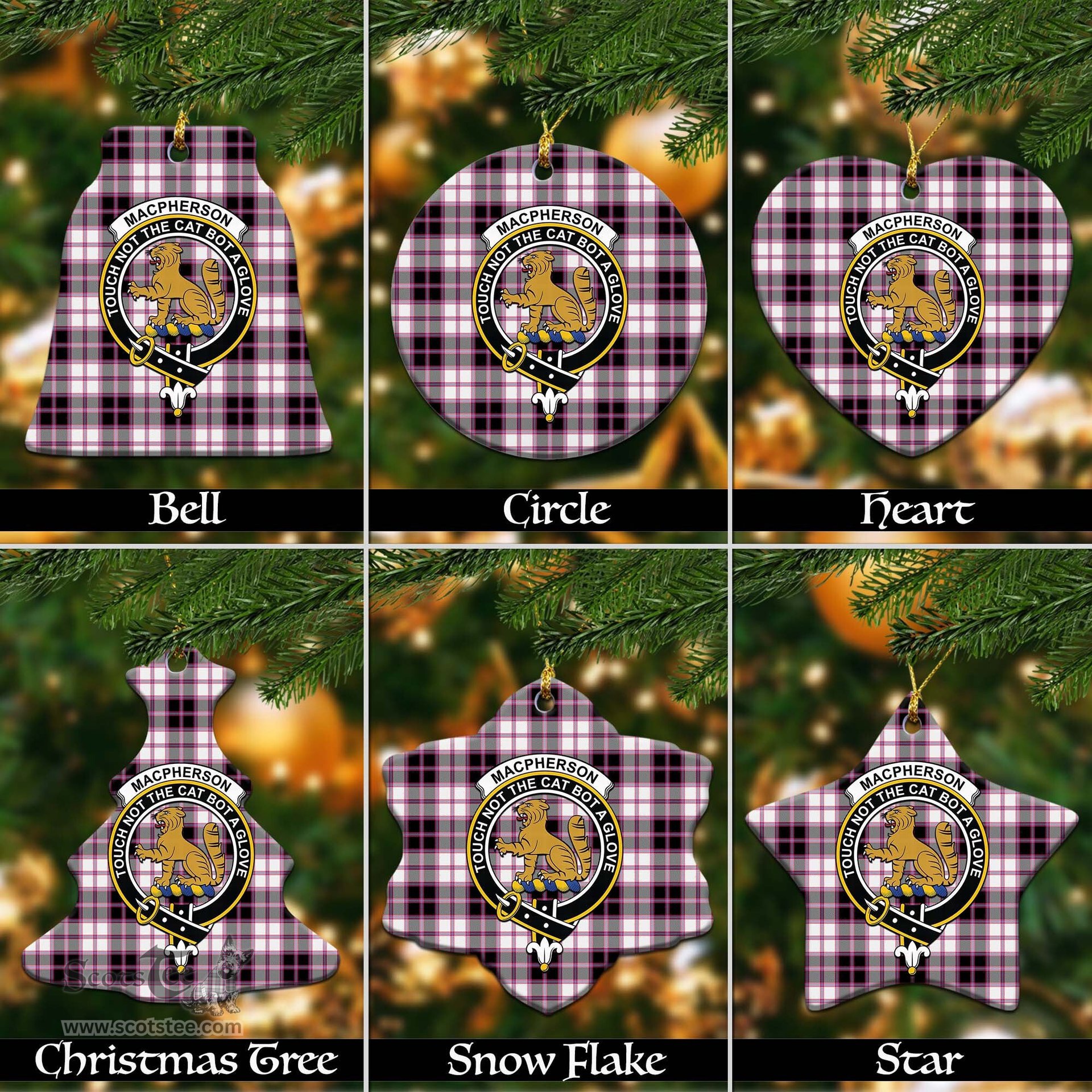 ScotsTee Shop Scottish MacPherson Hunting Modern Clan Crest Tartan Christmas Ornaments