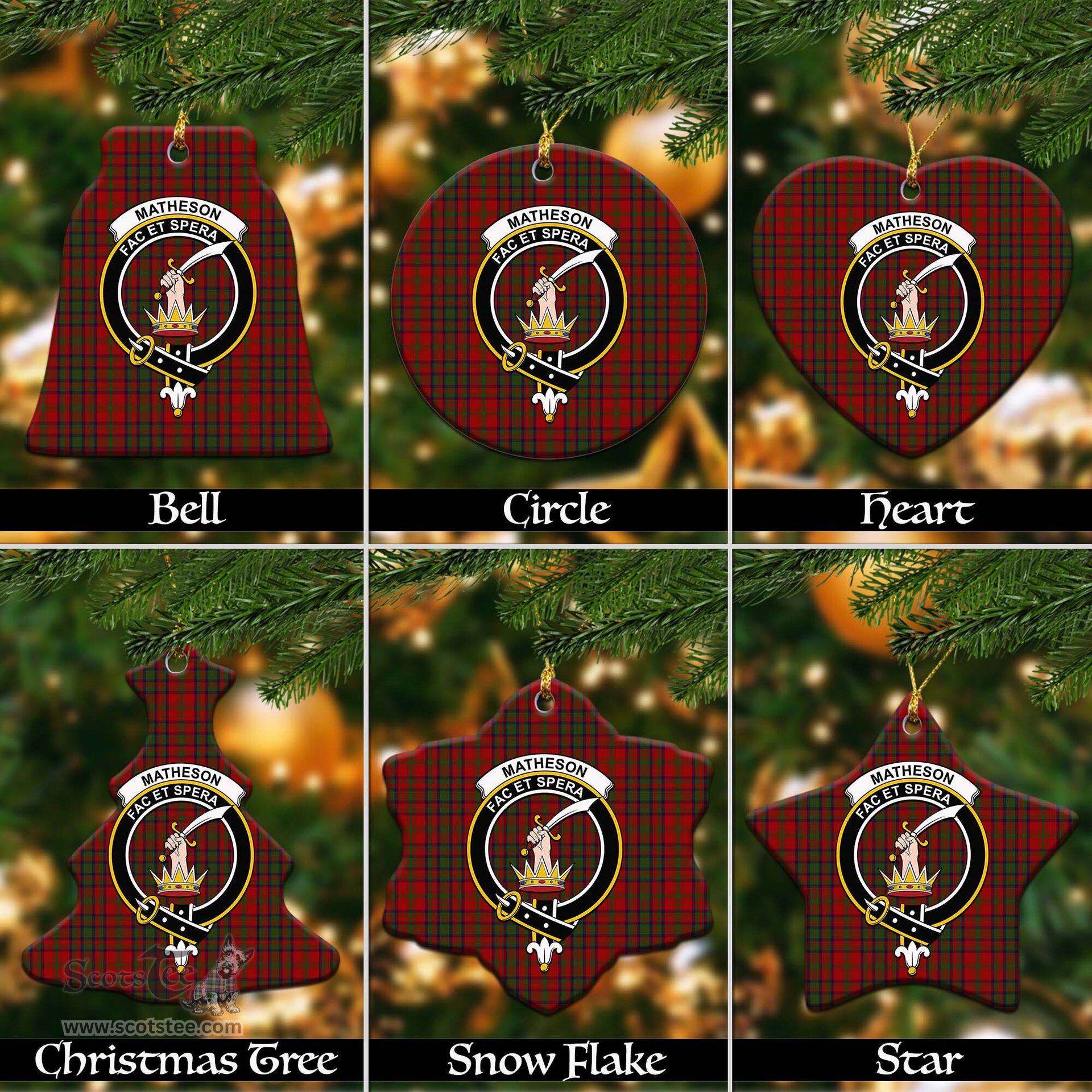 ScotsTee Shop Scottish Matheson Dress Clan Crest Tartan Christmas Ornaments