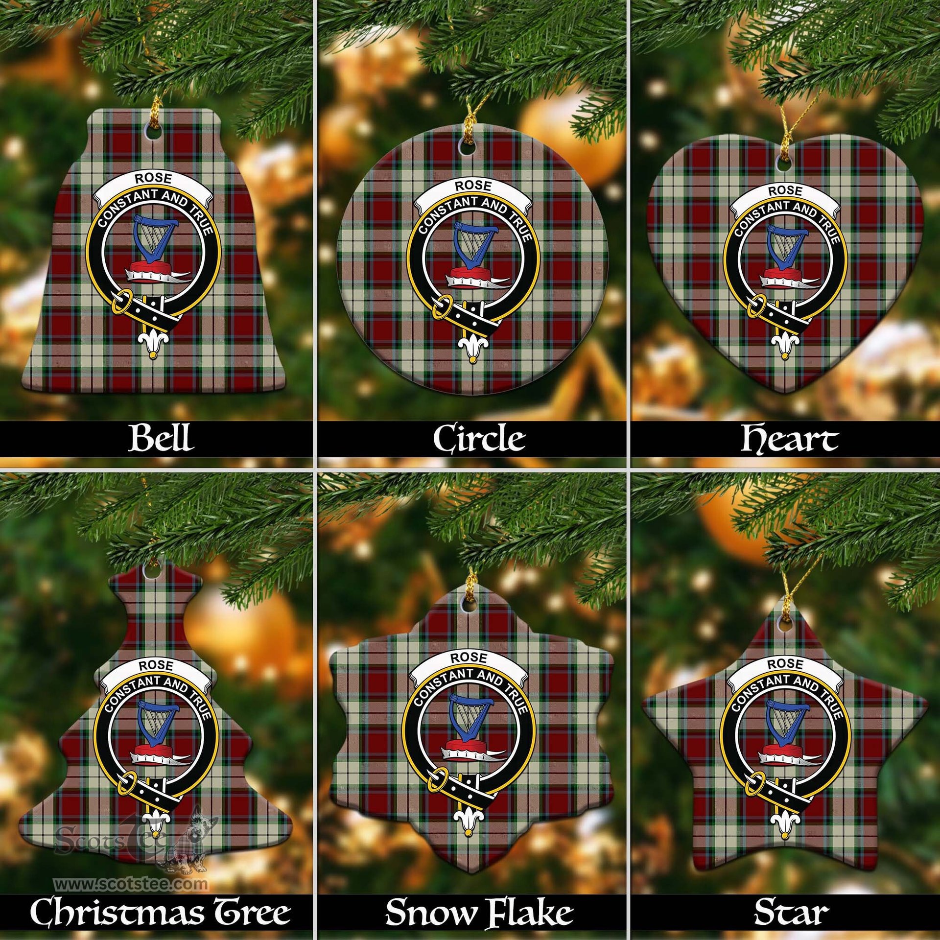 ScotsTee Shop Scottish Rose White Dress Clan Crest Tartan Christmas Ornaments