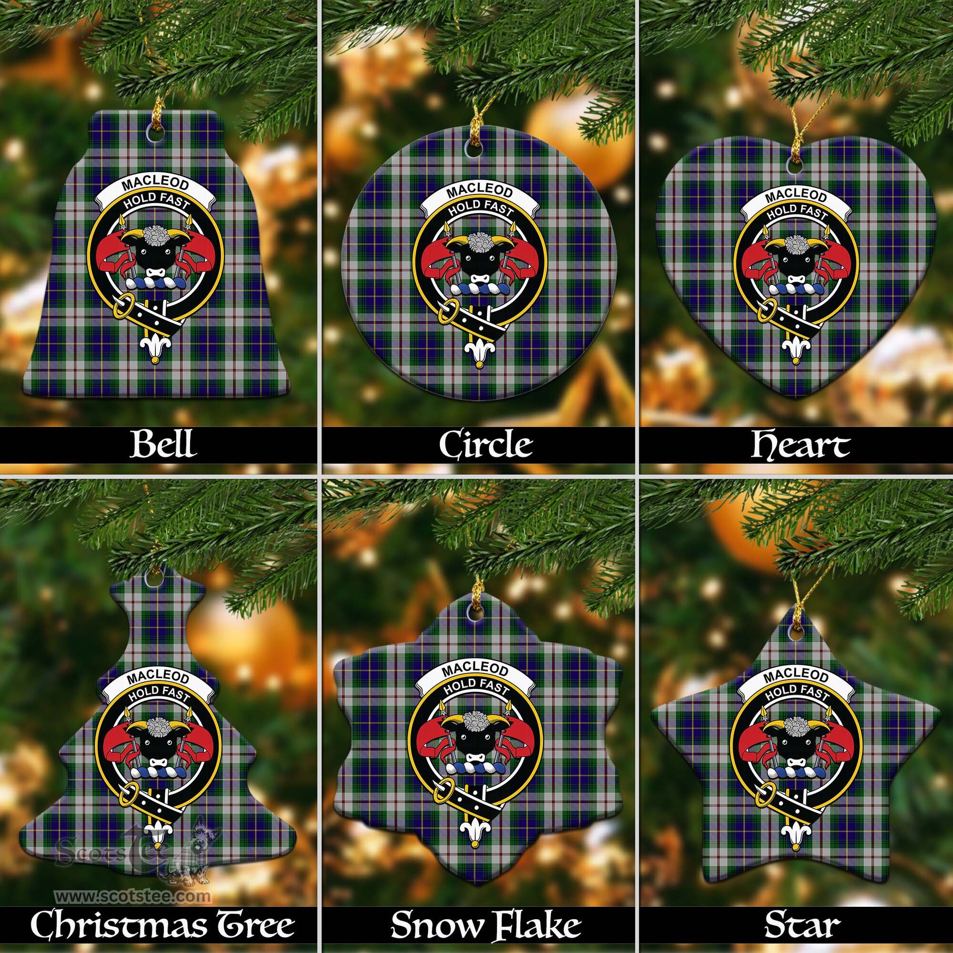 ScotsTee Shop Scottish MacLeod Of Californian Clan Crest Tartan Christmas Ornaments