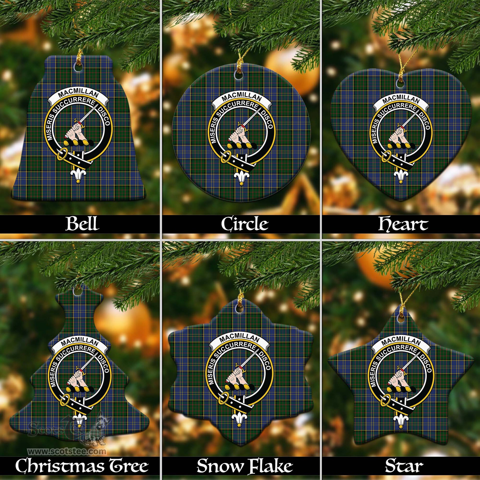 ScotsTee Shop Scottish MacMillan Hunting Clan Crest Tartan Christmas Ornaments
