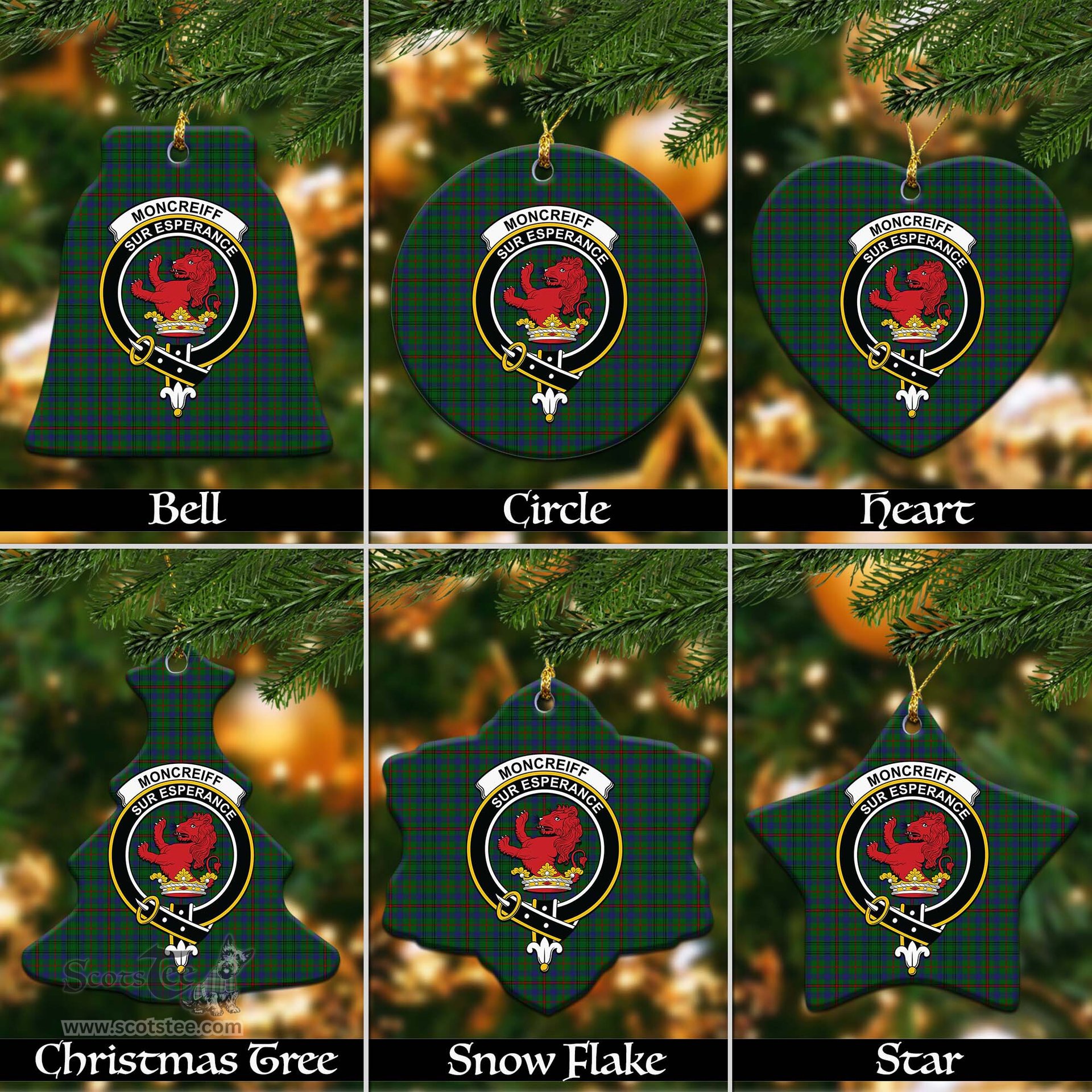 ScotsTee Shop Scottish Moncrieff of Atholl Clan Crest Tartan Christmas Ornaments