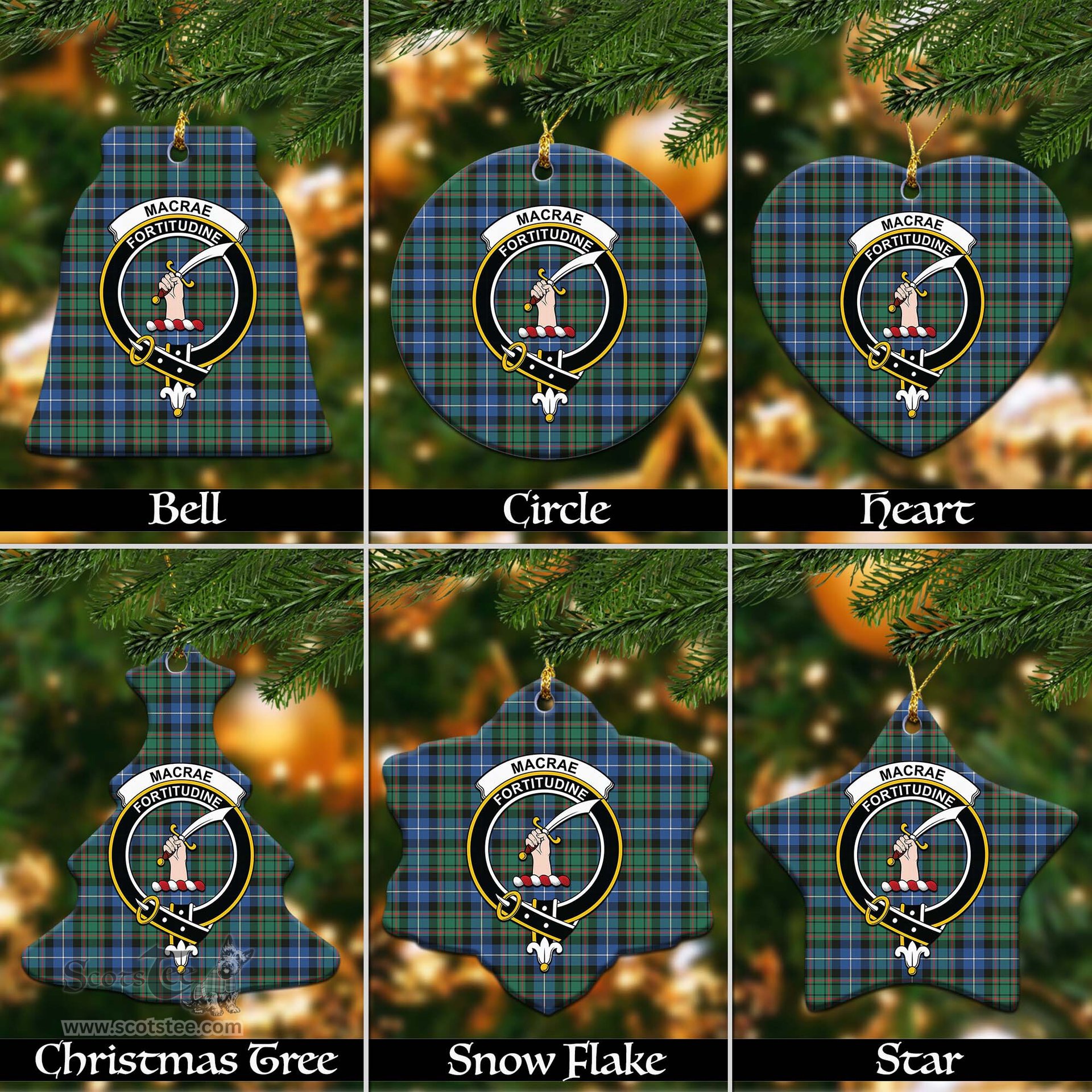 ScotsTee Shop Scottish MacRae Hunting Ancient Clan Crest Tartan Christmas Ornaments