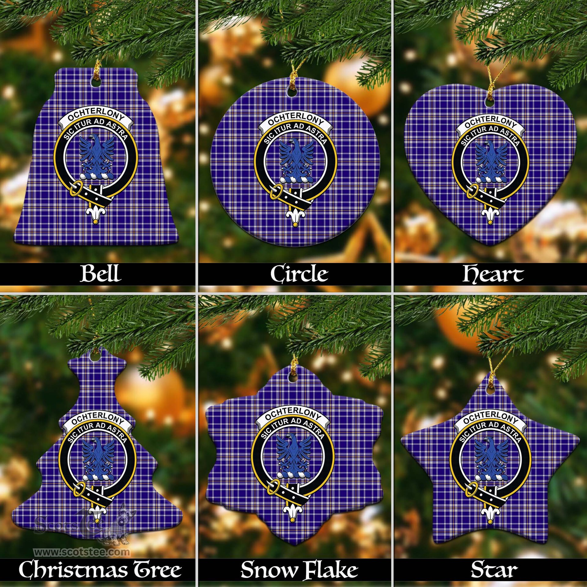 ScotsTee Shop Scottish Ochterlony Clan Crest Tartan Christmas Ornaments