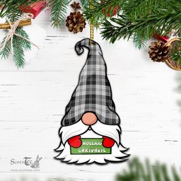 ScotsTee Shop Scottish Erskine Black and White Clan Tartan Ornament Gnome Christmas Ornament with His Tartan Christmas Hat