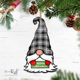 ScotsTee Shop Scottish Menzies Black and White Clan Tartan Ornament Gnome Christmas Ornament with His Tartan Christmas Hat