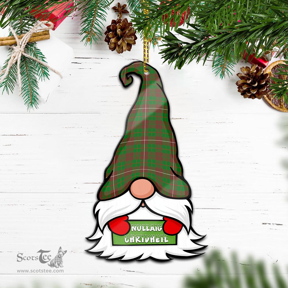 ScotsTee Shop Scottish MacKinnon Hunting Modern Clan Tartan Ornament Gnome Christmas Ornament with His Tartan Christmas Hat