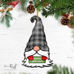 ScotsTee Shop Scottish MacLean Black and White Clan Tartan Ornament Gnome Christmas Ornament with His Tartan Christmas Hat