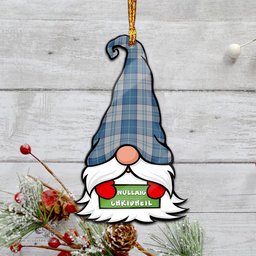 ScotsTee Shop Scottish Menzies Dress Blue and White Clan Tartan Ornament Gnome Christmas Ornament with His Tartan Christmas Hat