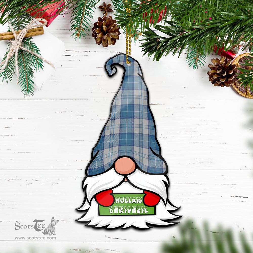 ScotsTee Shop Scottish Menzies Dress Blue and White Clan Tartan Ornament Gnome Christmas Ornament with His Tartan Christmas Hat