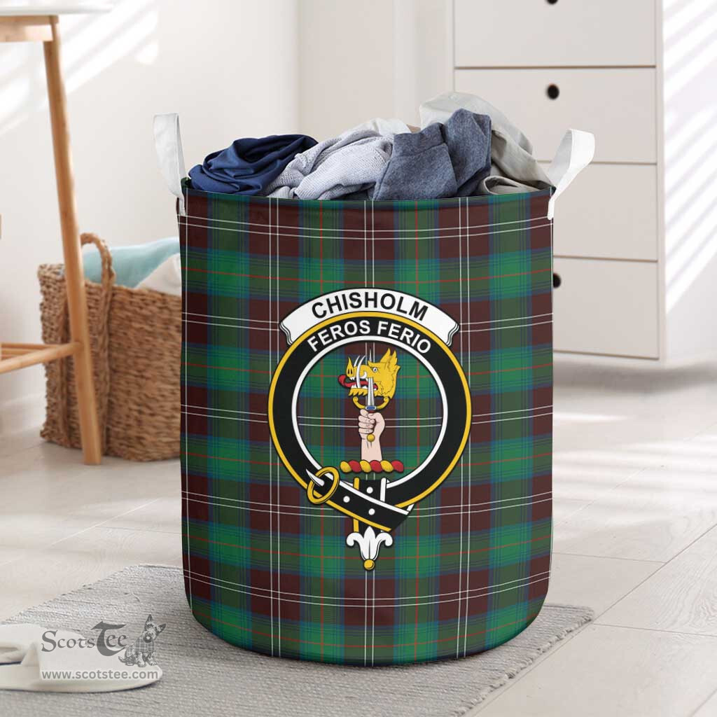 ScotsTee Shop Scottish Chisholm Hunting Ancient Clan Crest Tartan Laundry Basket Round Waterproof