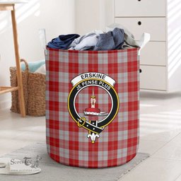 ScotsTee Shop Scottish Erskine Red Clan Crest Tartan Laundry Basket Round Waterproof