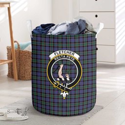 ScotsTee Shop Scottish Fletcher Modern Clan Crest Tartan Laundry Basket Round Waterproof