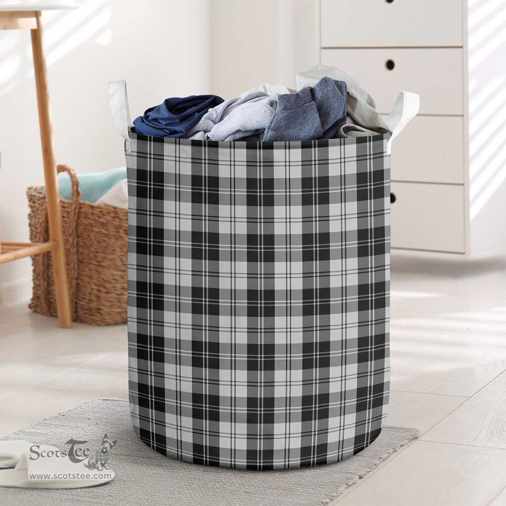 ScotsTee Shop Scottish Erskine Black and White Clan Tartan Laundry Basket Round Waterproof