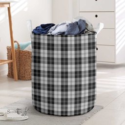 ScotsTee Shop Scottish Erskine Black and White Clan Tartan Laundry Basket Round Waterproof