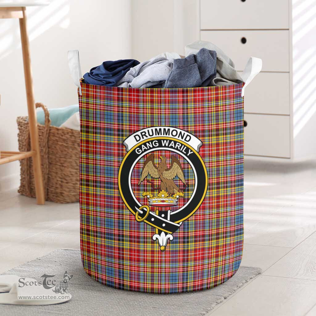 ScotsTee Shop Scottish Drummond of Strathallan Modern Clan Crest Tartan Laundry Basket Round Waterproof