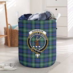 ScotsTee Shop Scottish Davidson of Tulloch Clan Crest Tartan Laundry Basket Round Waterproof