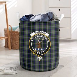 ScotsTee Shop Scottish Davidson of Tulloch Dress Clan Crest Tartan Laundry Basket Round Waterproof