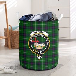 ScotsTee Shop Scottish Donald of The Isles Clan Crest Tartan Laundry Basket Round Waterproof