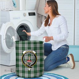 ScotsTee Shop Scottish Erskine Green Clan Crest Tartan Laundry Basket Round Waterproof