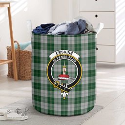 ScotsTee Shop Scottish Erskine Green Clan Crest Tartan Laundry Basket Round Waterproof