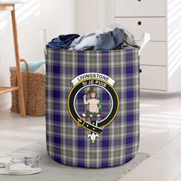 ScotsTee Shop Scottish Livingstone Dress Clan Crest Tartan Laundry Basket Round Waterproof