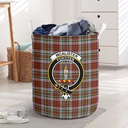 ScotsTee Shop Scottish McAlister Dress Clan Crest Tartan Laundry Basket Round Waterproof