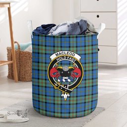 ScotsTee Shop Scottish MacLeod of Harris Ancient Clan Crest Tartan Laundry Basket Round Waterproof