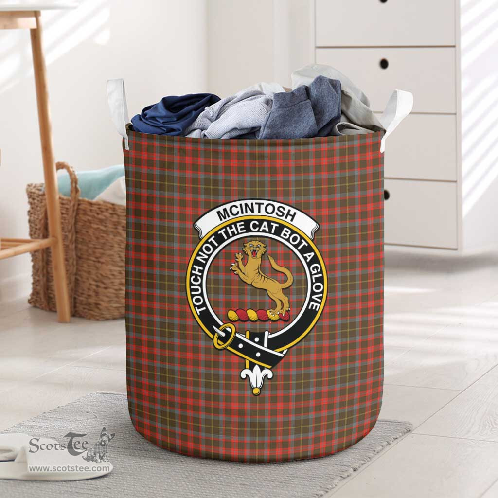 ScotsTee Shop Scottish McIntosh Hunting Weathered Clan Crest Tartan Laundry Basket Round Waterproof