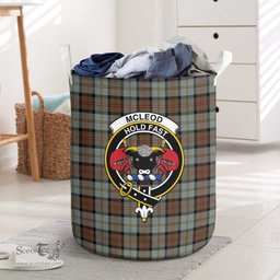 ScotsTee Shop Scottish McLeod of Harris Weathered Clan Crest Tartan Laundry Basket Round Waterproof