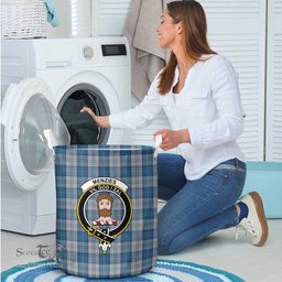 ScotsTee Shop Scottish Menzies Dress Blue and White Clan Crest Tartan Laundry Basket Round Waterproof