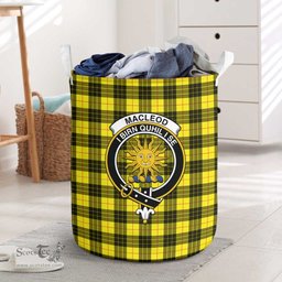 ScotsTee Shop Scottish MacLeod of Lewis Modern Clan Crest Tartan Laundry Basket Round Waterproof