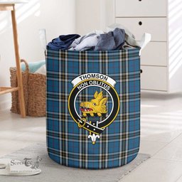 ScotsTee Shop Scottish Thomson Dress Blue Clan Crest Tartan Laundry Basket Round Waterproof
