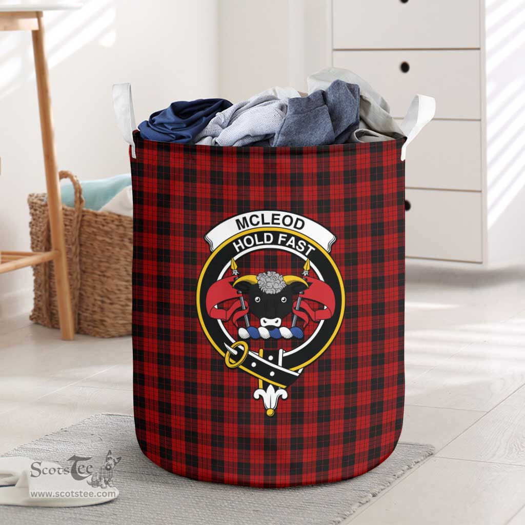 ScotsTee Shop Scottish McLeod Black and Red Clan Crest Tartan Laundry Basket Round Waterproof