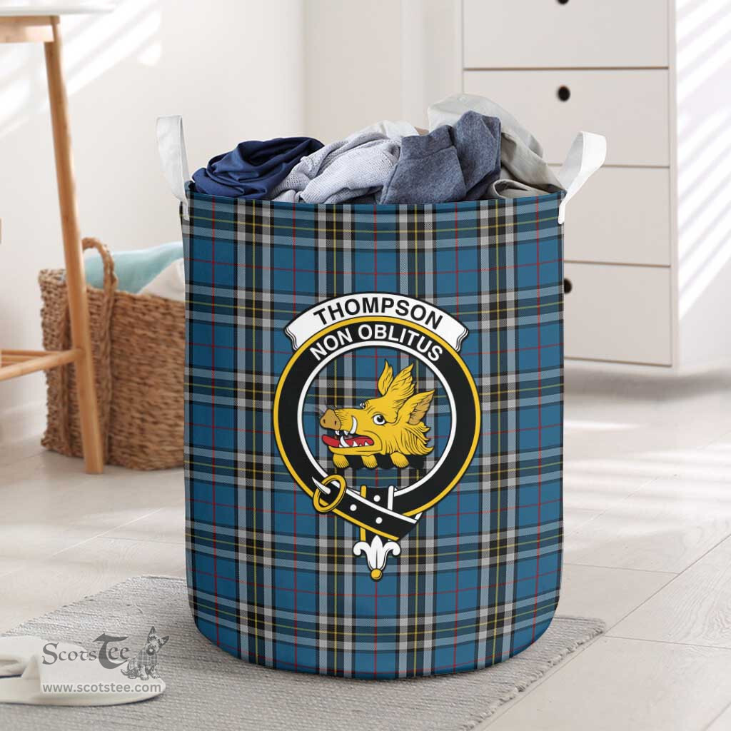 ScotsTee Shop Scottish Thompson Dress Blue Clan Crest Tartan Laundry Basket Round Waterproof