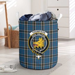 ScotsTee Shop Scottish Thompson Dress Blue Clan Crest Tartan Laundry Basket Round Waterproof