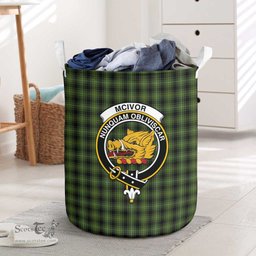 ScotsTee Shop Scottish McIvor Hunting Clan Crest Tartan Laundry Basket Round Waterproof