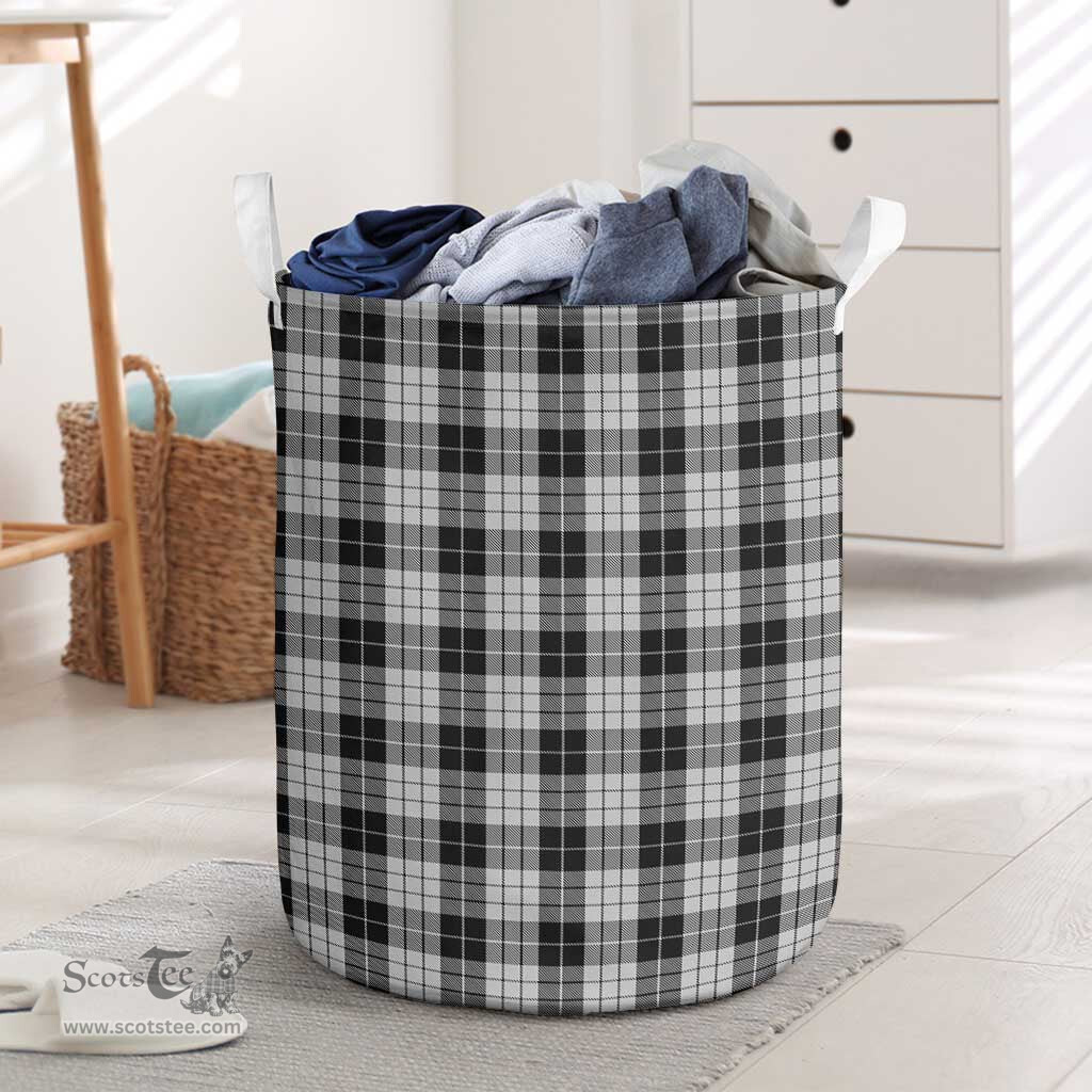ScotsTee Shop Scottish McLeod Black and White Clan Tartan Laundry Basket Round Waterproof
